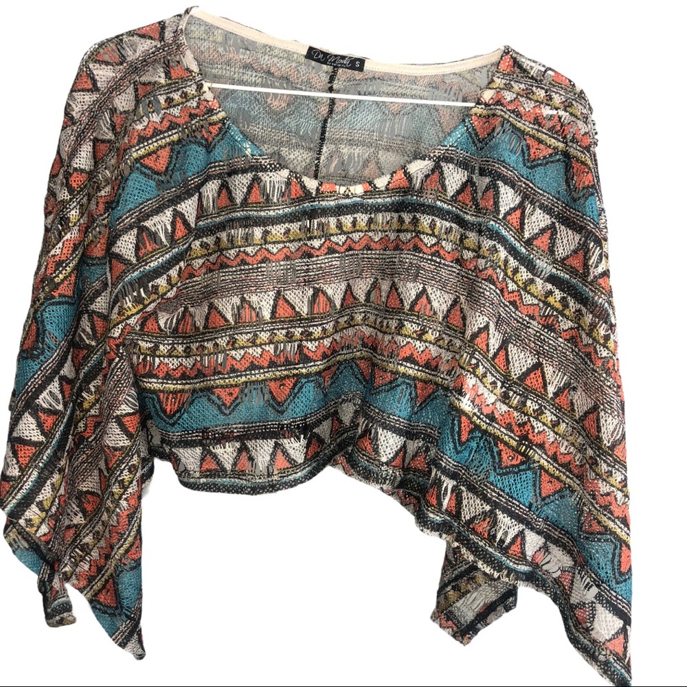 Tribal Print Cowl Neck Tunic Kimono Top Da Moda